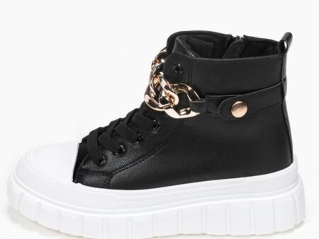 Sneakers Με Χρυσή Αλυσίδα Μαύρο Χρώμα
