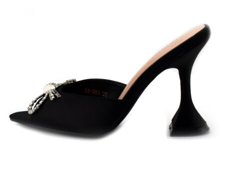 Mules Σατέν με Διακοσμητικό Φιόγκο Μαύρο
