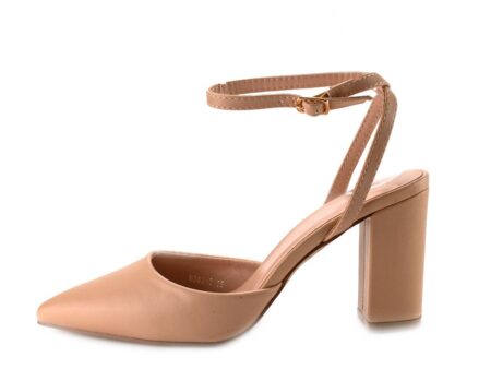 Γόβες Μυτερές Open Heel με Μπαρέτα Μπεζ