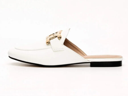 Mules με Διακοσμητική Αλυσίδα Λευκά