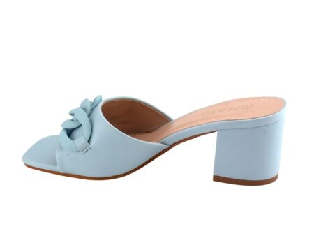 Mules Με Τετράγωνο Τακούνι & Αλυσίδα Γαλάζιο