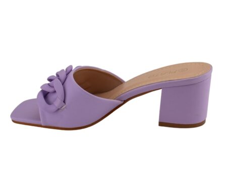 Mules Με Τετράγωνο Τακούνι & Αλυσίδα Μωβ