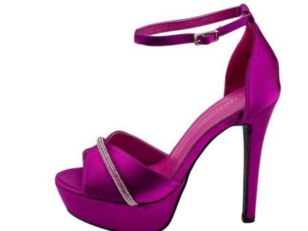 Πέδιλα Σατέν με Μπαρέτα & Φιάπα Μωβ