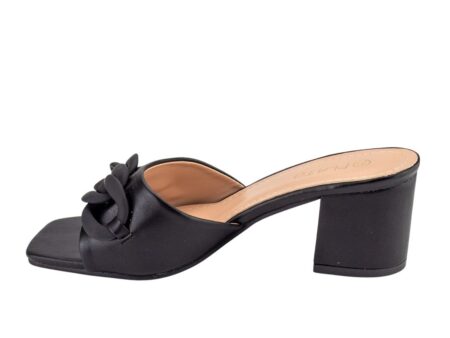 Mules Με Τετράγωνο Τακούνι  & Αλυσίδα Μαύρο