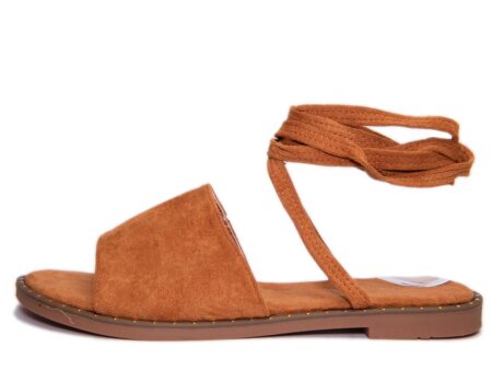 Flat Σανδάλια Lace Up Camel