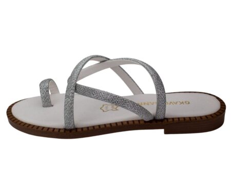 Flat Δερμάτινα Σανδάλια Λευκά