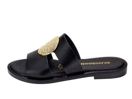 Flat Δερμάτινα Σανδάλια με Διακοσμητική Αγκράφα