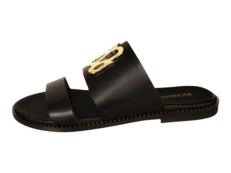 Flat Δερμάτινα Σανδάλια Μαύρα