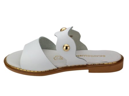 Flat Δερμάτινα Σανδάλια Λευκά