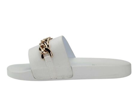 Παντόφλες Με Διακοσμητική Αλυσίδα λευκή
