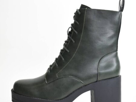 Μποτάκι Πράσινο με κορδόνια και φερμουάρ