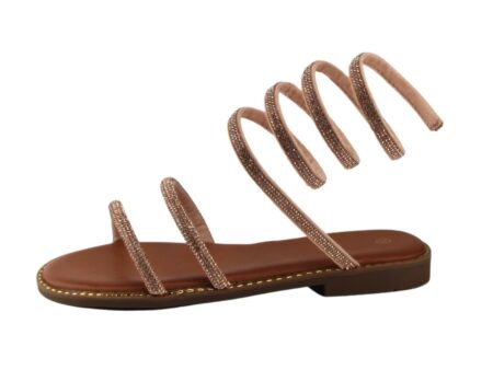 Flat Σανδάλια με Περιστρεφόμενο Λουράκι και Strass