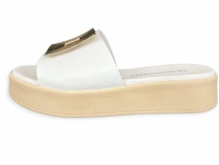 Γυναικεία χειροποίητα δερμάτινα σανδάλια FLATFORMS GK WHITE