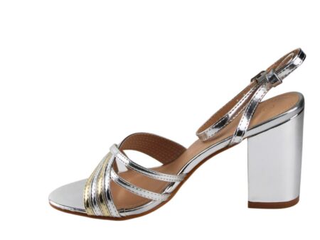 Γυναικεία πέδιλα ασημί με λουράκι ANKLE STRAP