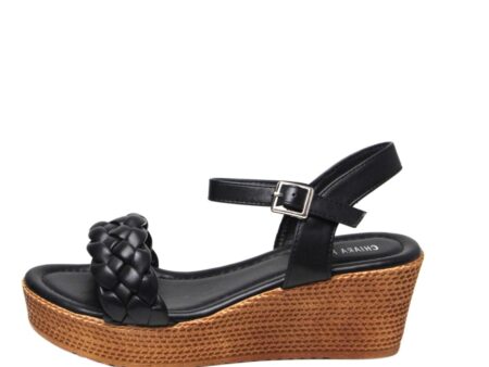 Πλατφόρμες μαύρες δερματίνη με πλέξη στη φάσα και μπαρέτα