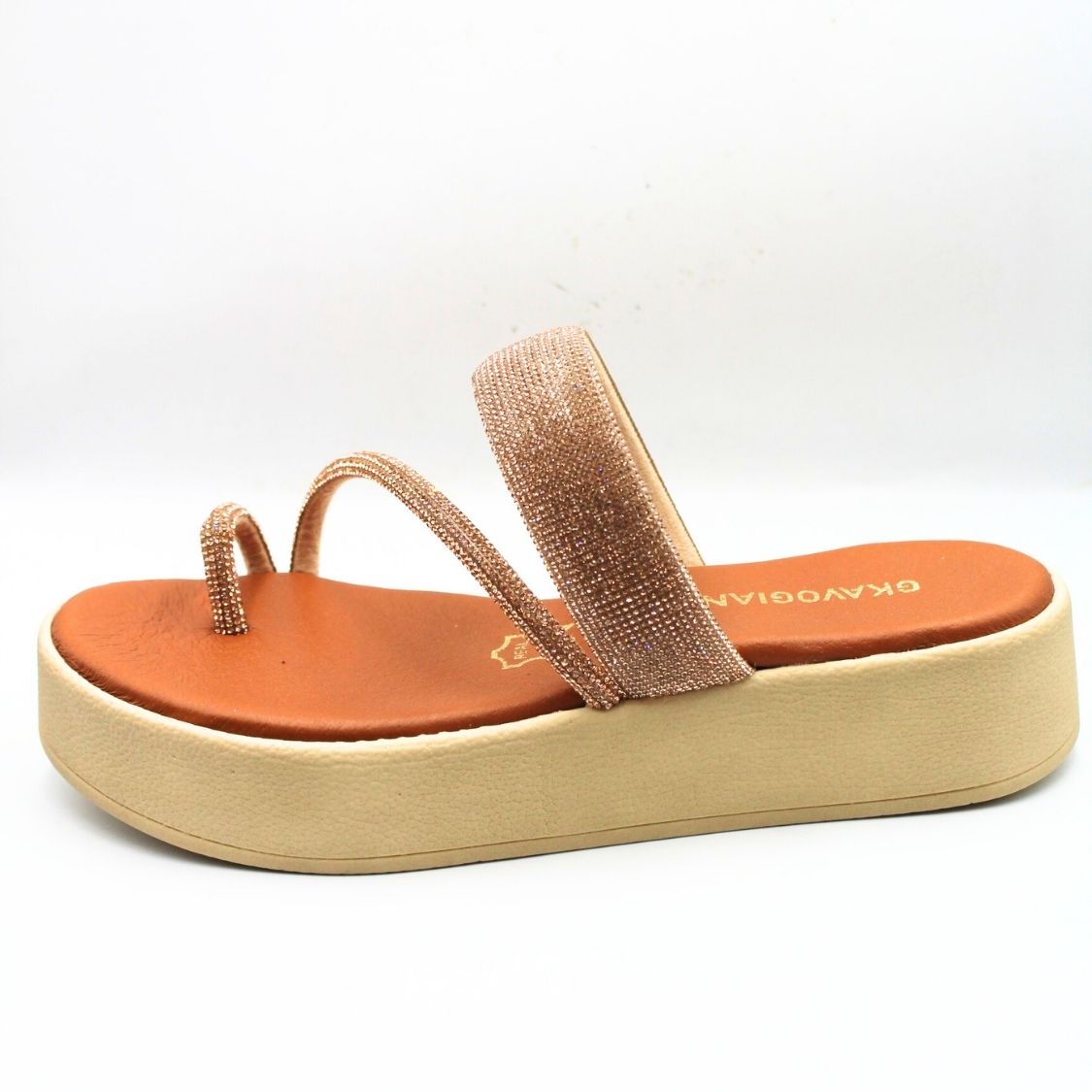 Γυναικεία χειροποίητα δερμάτινα σανδάλια GKAVOGIANNIS rose-gold