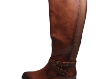 Μπότα με διπλή αγκράφα κάμελ