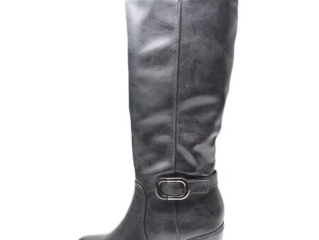 Μπότα δερματίνη με στρόγγυλη αγκράφα