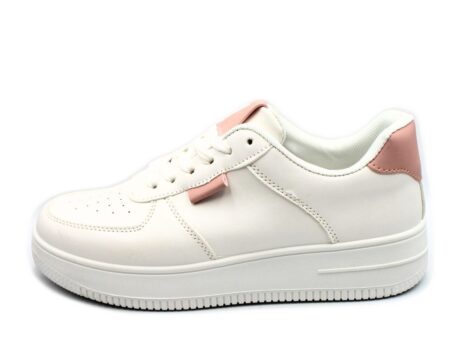 Αθλητικό sneaker λευκό με ρόζ λεπτομέρειες