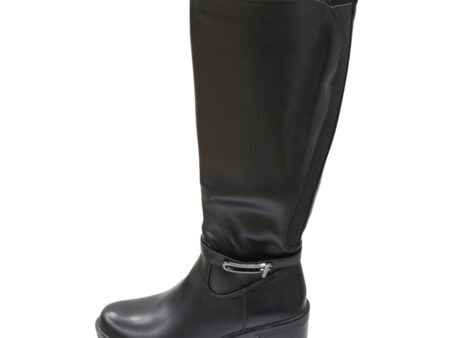 Μπότα δερματίνη με αγκράφα ασημί