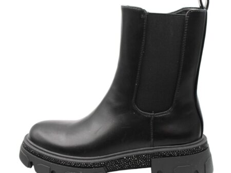 Μποτάκι chelsea μαύρο με στρας στη σόλα