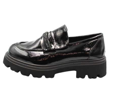 Loafers δερματίνη με στρας λουστρίν