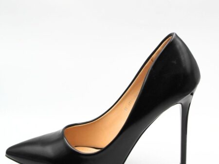 Γόβες με Λεπτό Τακούνι δερματίνη μαύρες