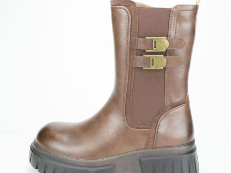 Καφέ Ψηλά Αρβυλάκια με Διπλή Αγκράφα & Λάστιχο