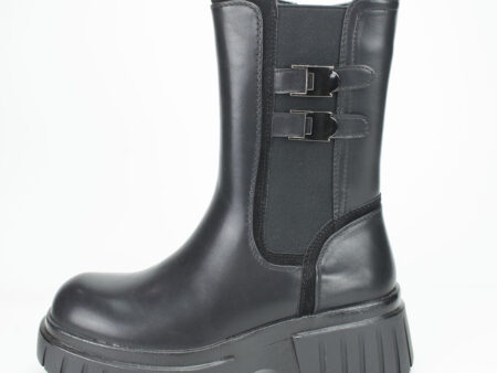 Μαύρα Ψηλά Αρβυλάκια με Διπλή Αγκράφα & Λάστιχο