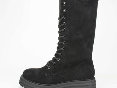 Μαύρες Μπότες με Κορδόνια από Καστόρι