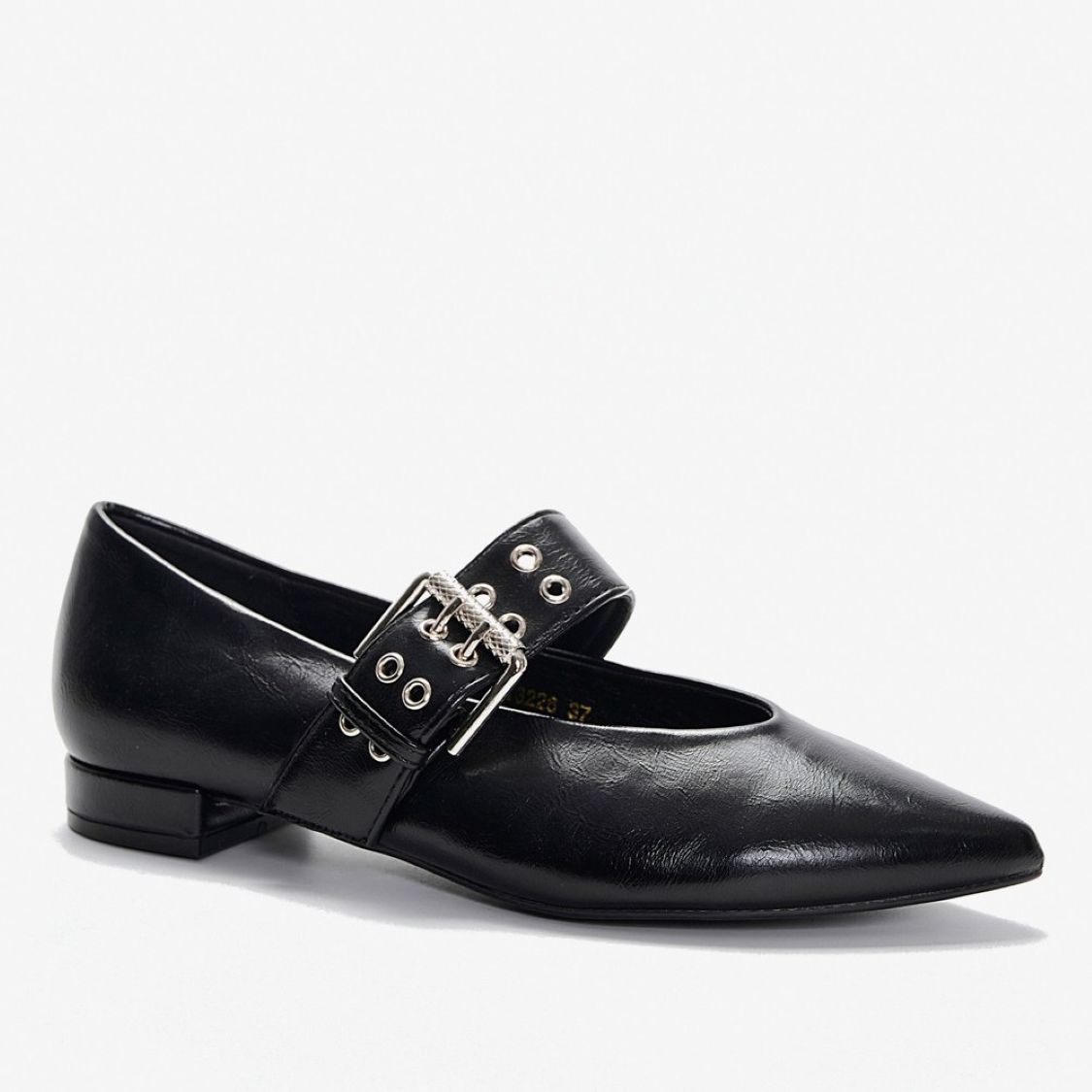 Μαύρες Μπαλαρίνες Μυτερές με Μπαρέτα