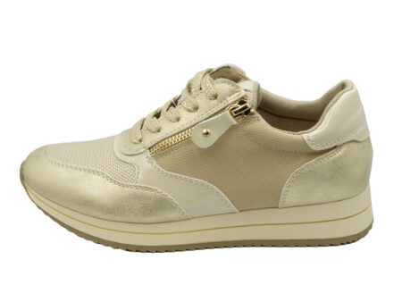 Χρυσά sneakers με λεπτομέρεια φερμουάρ και μεταλλική λάμψη