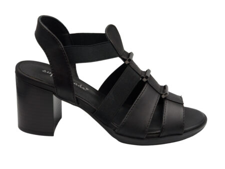 Μαύρα πέδιλα με χοντρό τακούνι και ελαστικά λουράκια