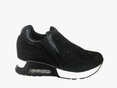 Μαύρα Sneakers με Στρας και Αερόσολα