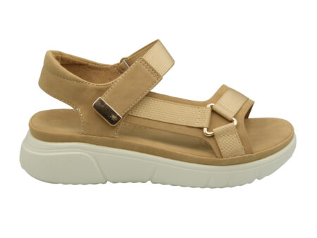 Κάμελ αθλητικά πέδιλα με χοντρή λευκή σόλα και φαρδιά λουράκια