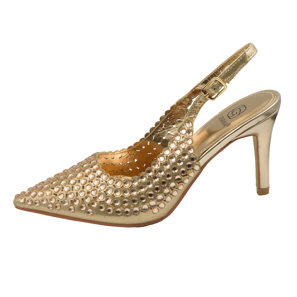 Χρυσές γόβες μυτερές με τρουκς