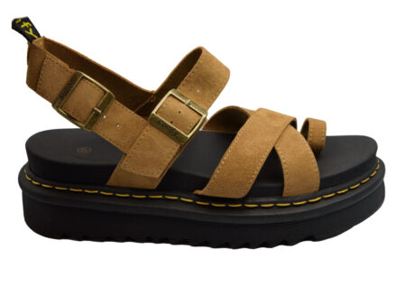 Καφέ flatform σανδάλια με χιαστί λουράκια και αγκράφα