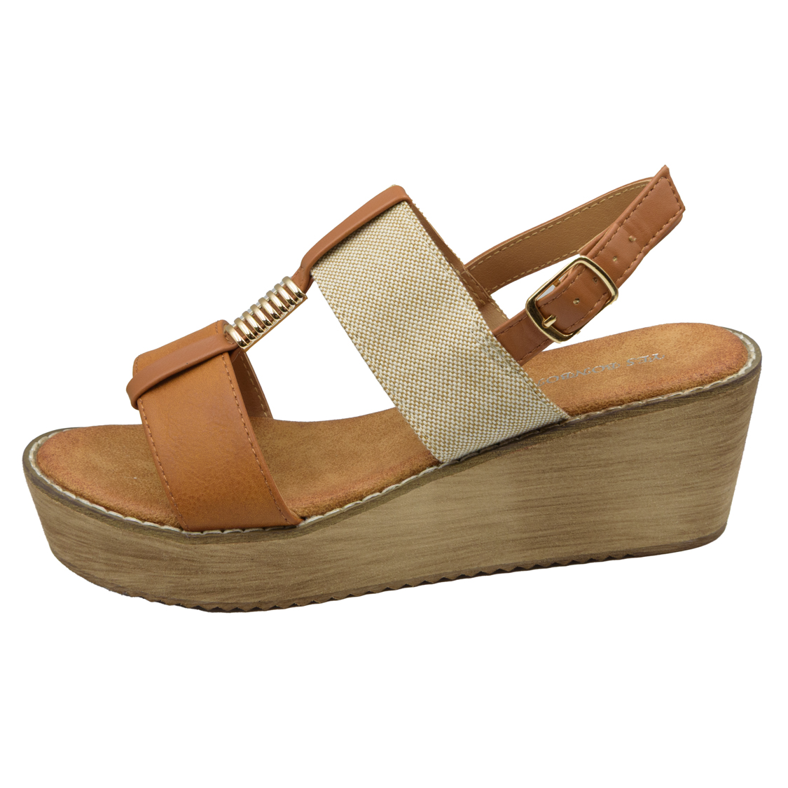 Πλατφόρμες σε μπεζ και ταμπά με μεταλλική λεπτομέρεια