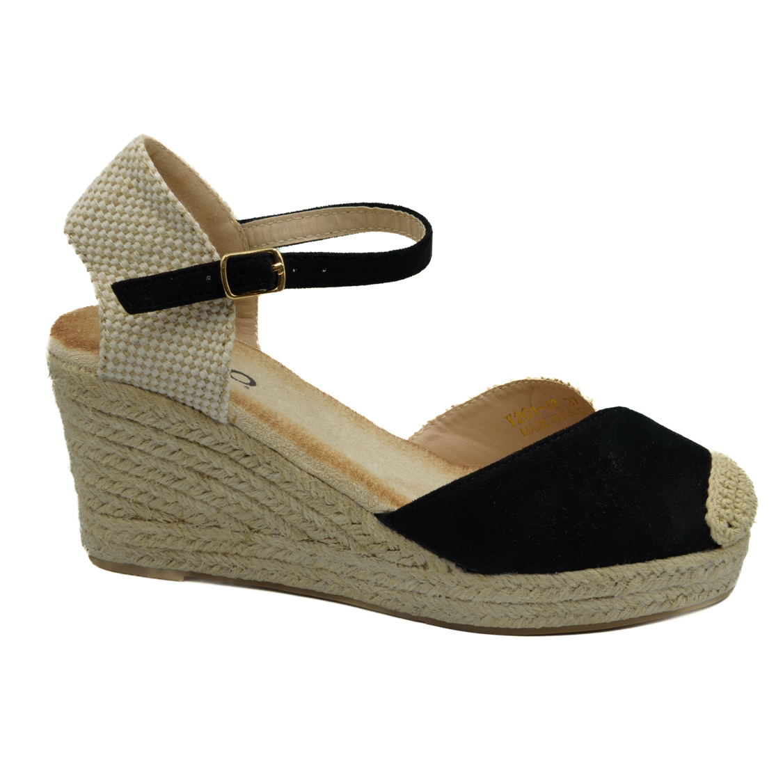 Μαύρες πλατφόρμες εσπαντρίγιες με λουράκι στον αστράγαλο